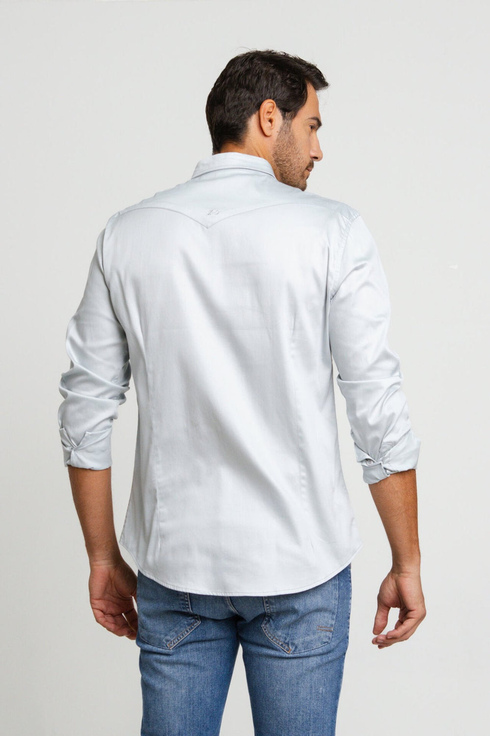 Camisa Zip Off Ml Slim Fit Cinza 35601 - Henri Store