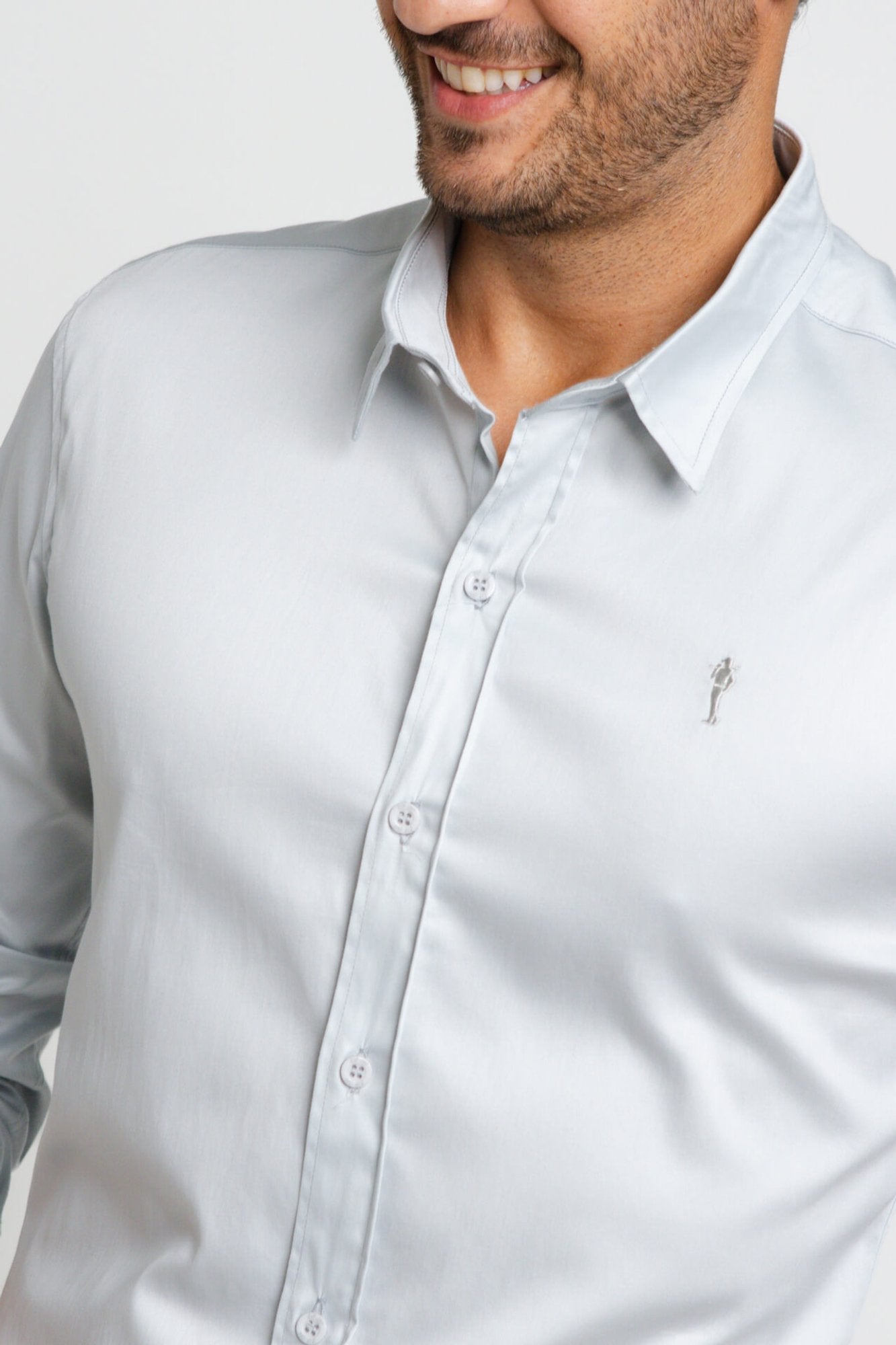 Camisa Zip Off Ml Slim Fit Cinza 35601 - Henri Store
