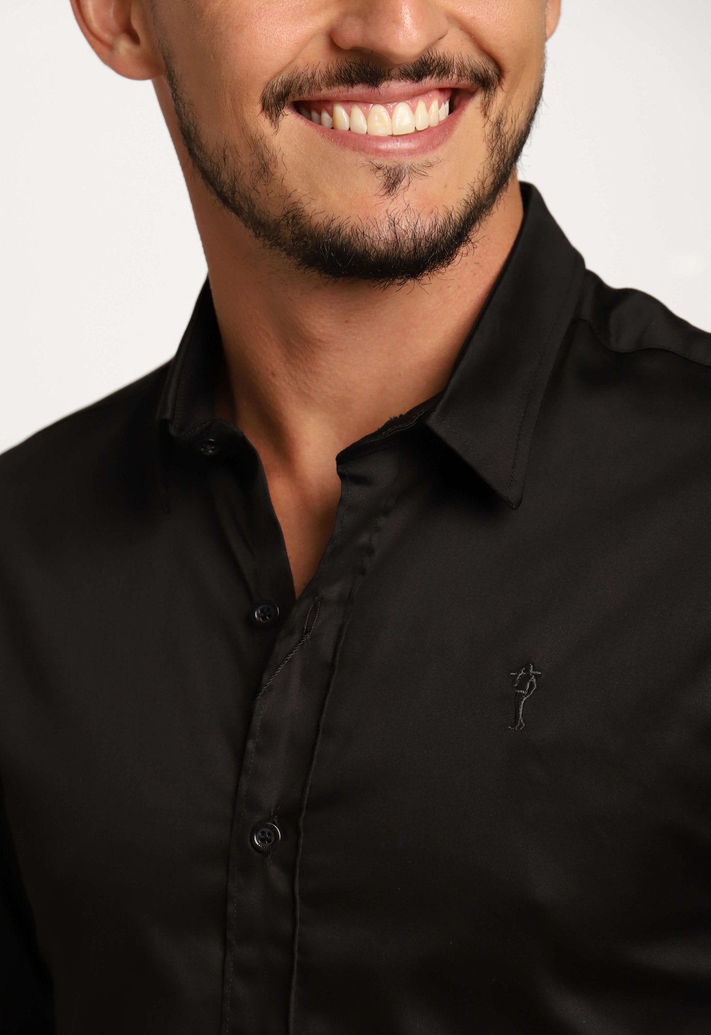Camisa Zip Off Ml Slim Fit Preto 35601 - Henri Store