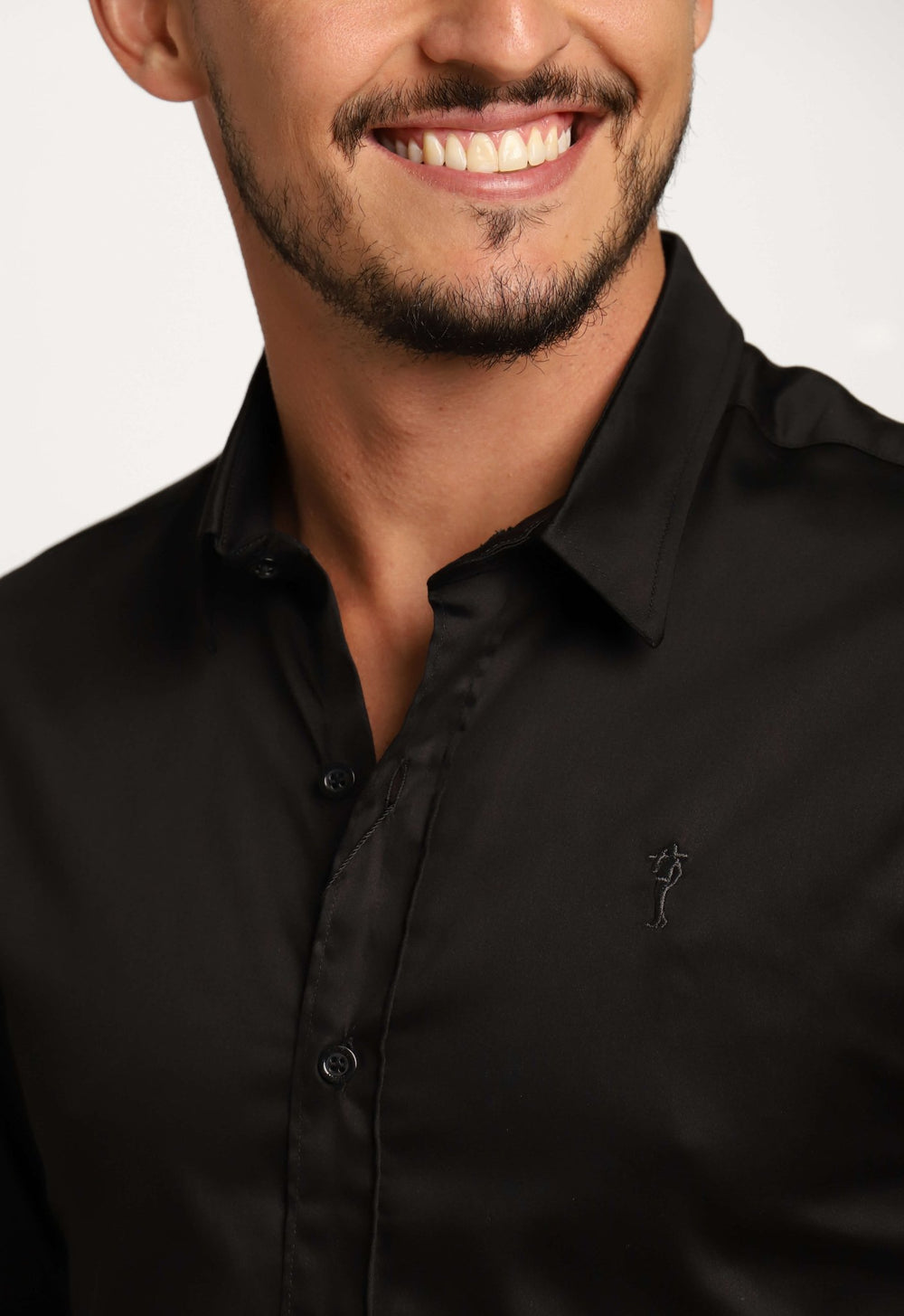 Camisa Zip Off Ml Slim Fit Preto 35601 - Henri Store