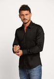 Camisa Zip Off Ml Slim Fit Preto 35601 - Henri Store