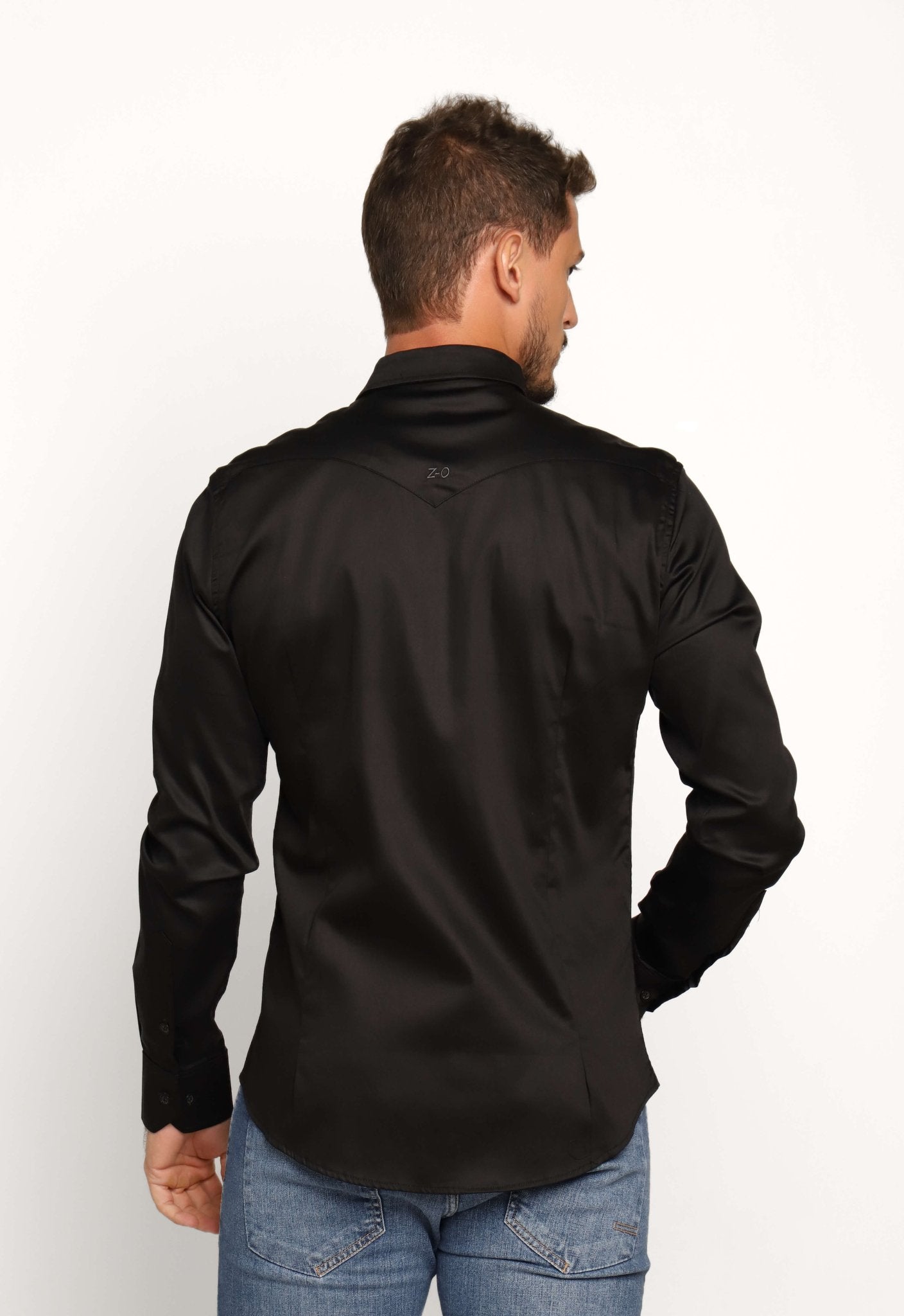 Camisa Zip Off Ml Slim Fit Preto 35601 - Henri Store