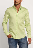 Camisa Zip Off ml Slim Fit Verde Pistache 35601 - Henri Store