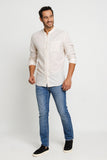 Camisa Zip Off Ml Slim Gola Padre Linho Areia 00441