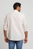 Camisa Zip Off Ml Slim Gola Padre Linho Areia 00441 - Henri Store