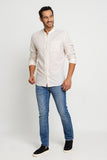 Camisa Zip Off Ml Slim Gola Padre Linho Areia 00441 - Henri Store