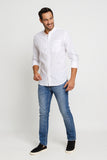 Camisa Zip Off Ml Slim Gola Padre Linho Branco 00441 - Henri Store