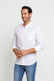 Camisa Zip Off Ml Slim Gola Padre Linho Branco 00441 - Henri Store