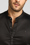 Camisa Zip Off Ml Slim Gola Padre Preta 002 Ref: 80020 - Henri Store