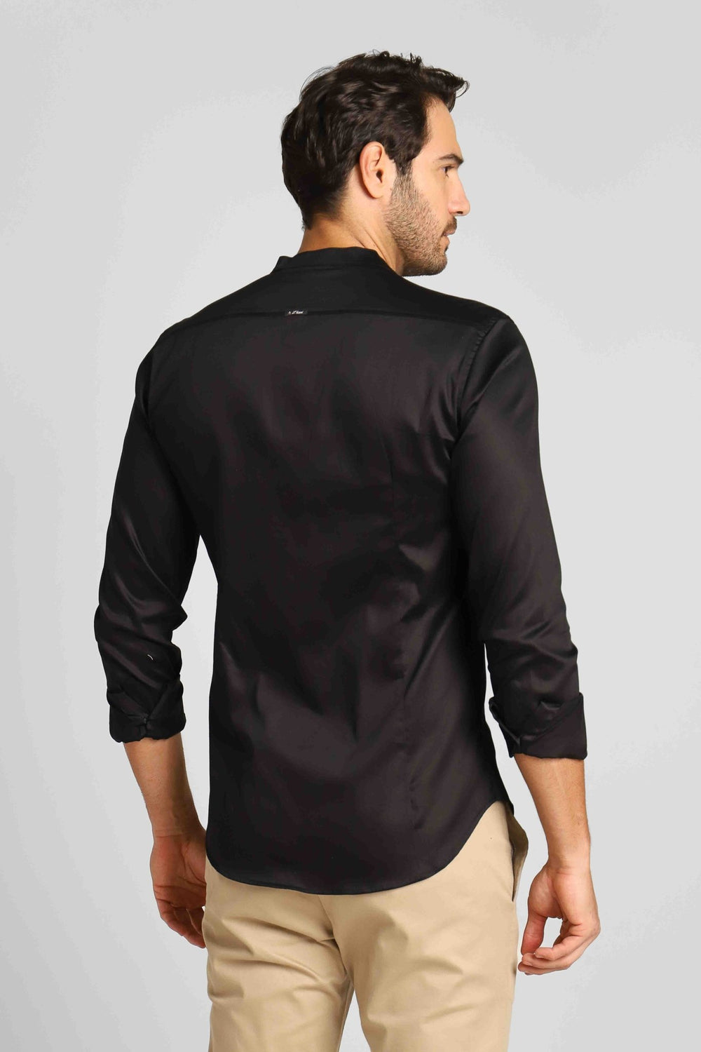 Camisa Zip Off Ml Slim Gola Padre Preta 002 Ref: 80020 - Henri Store