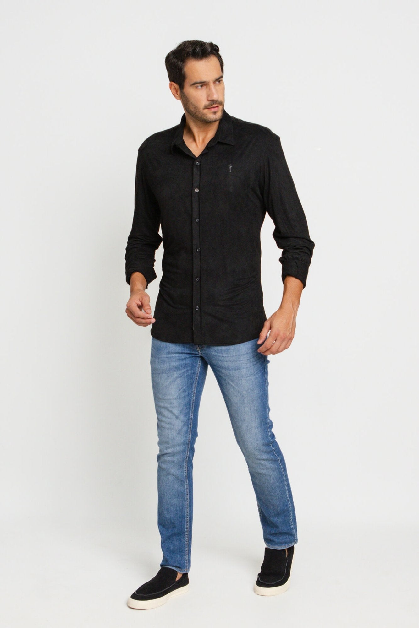 Camisa Zip Off Ml Suede Preto 35522 - Henri Store