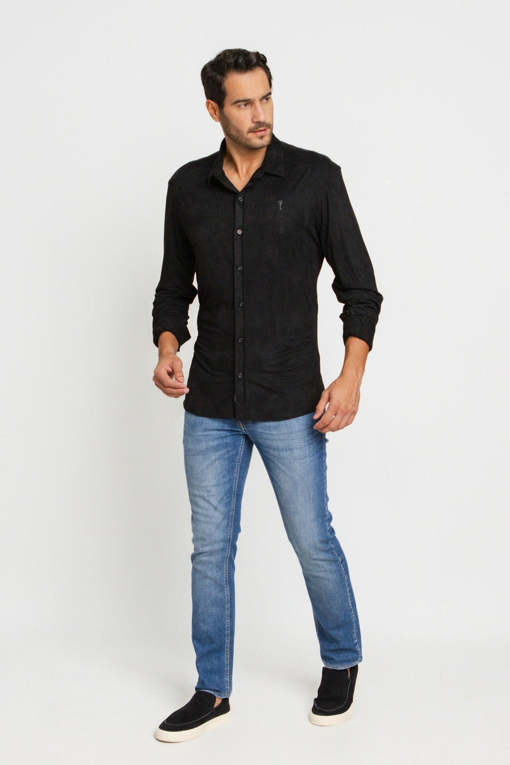 Camisa Zip Off Ml Suede Preto 35522 - Henri Store