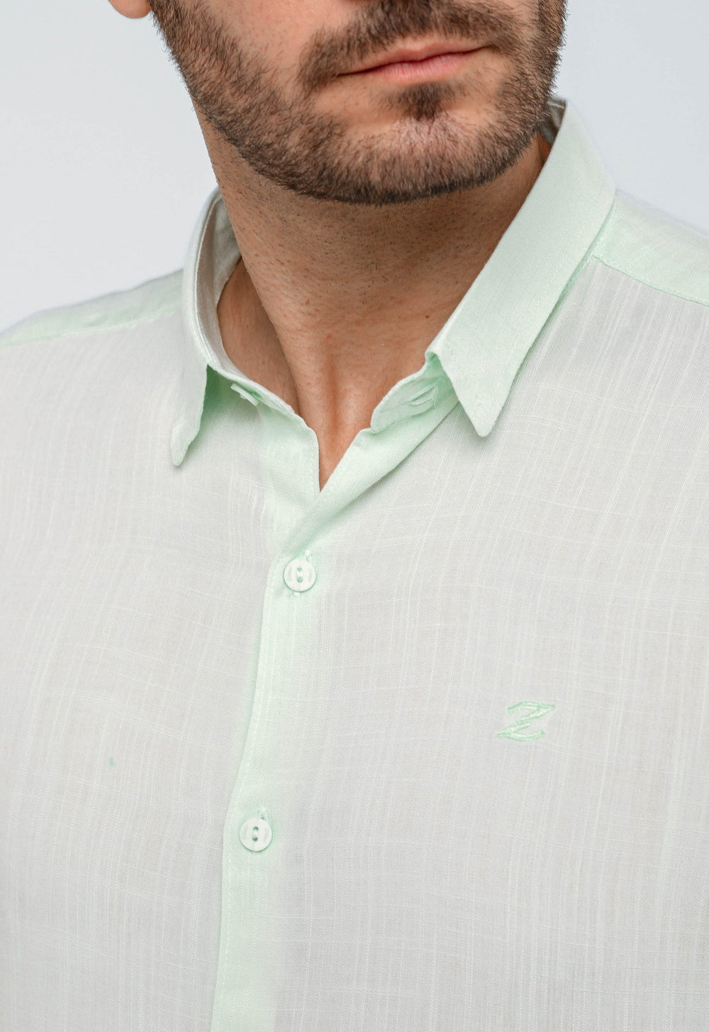 Camisa Zip Off Relaxed Fit Ml Verde Agua - Henri Store