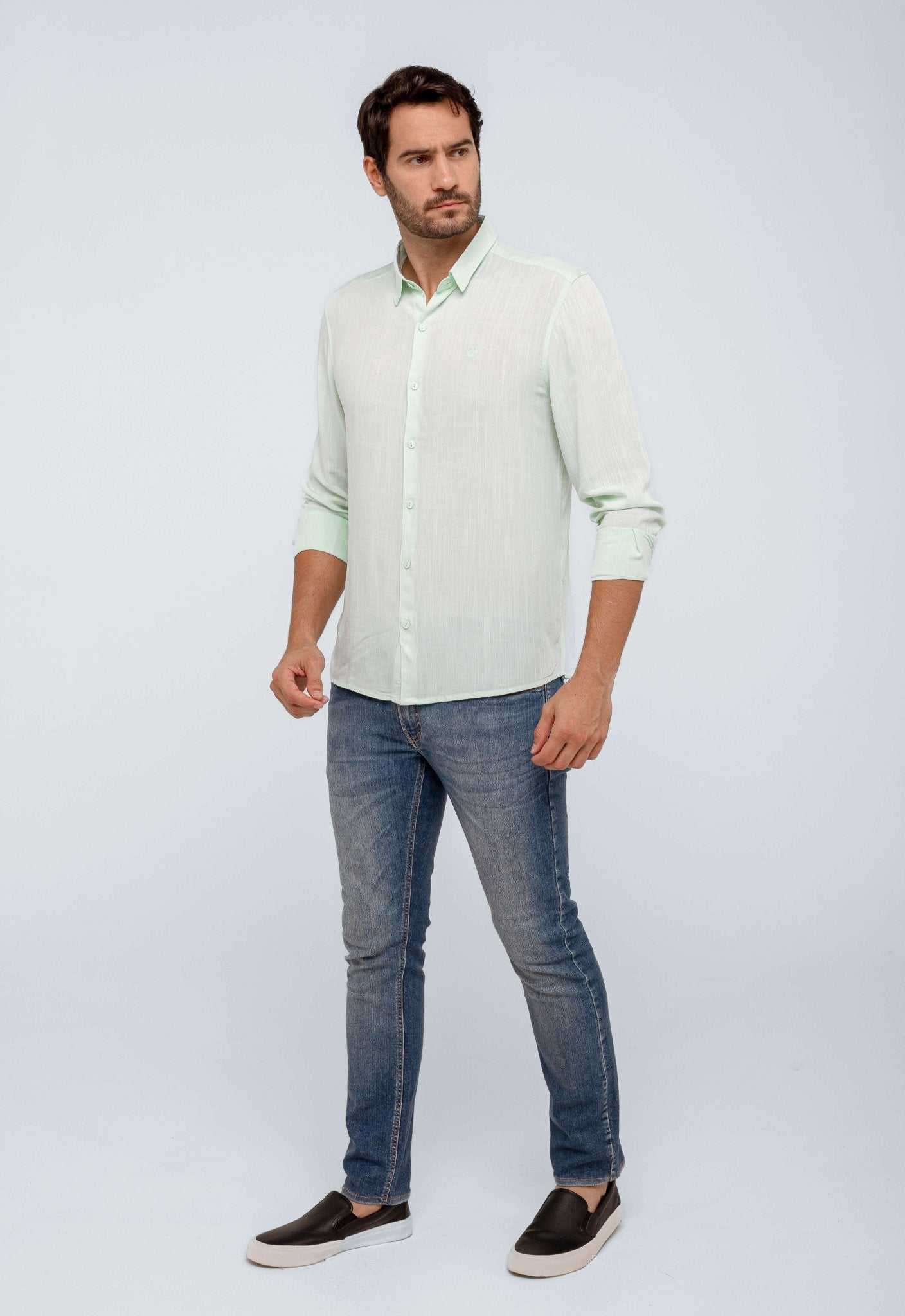 Camisa Zip Off Relaxed Fit Ml Verde Agua - Henri Store