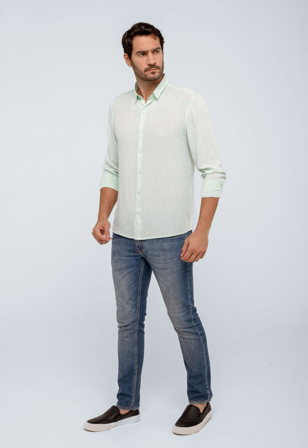 Camisa Zip Off Relaxed Fit Ml Verde Agua - Henri Store