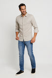 Camisa Zip Off Relaxed Fit Off C/ Areia - Henri Store