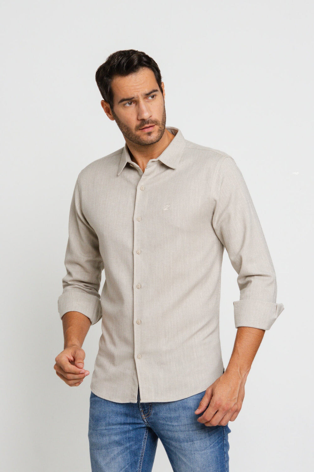 Camisa Zip Off Relaxed Fit Off C/ Areia - Henri Store