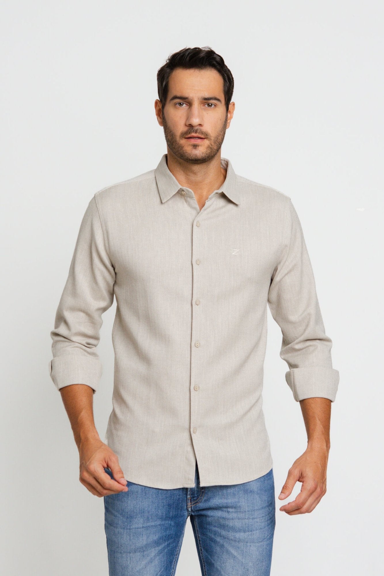 Camisa Zip Off Relaxed Fit Off C/ Areia - Henri Store