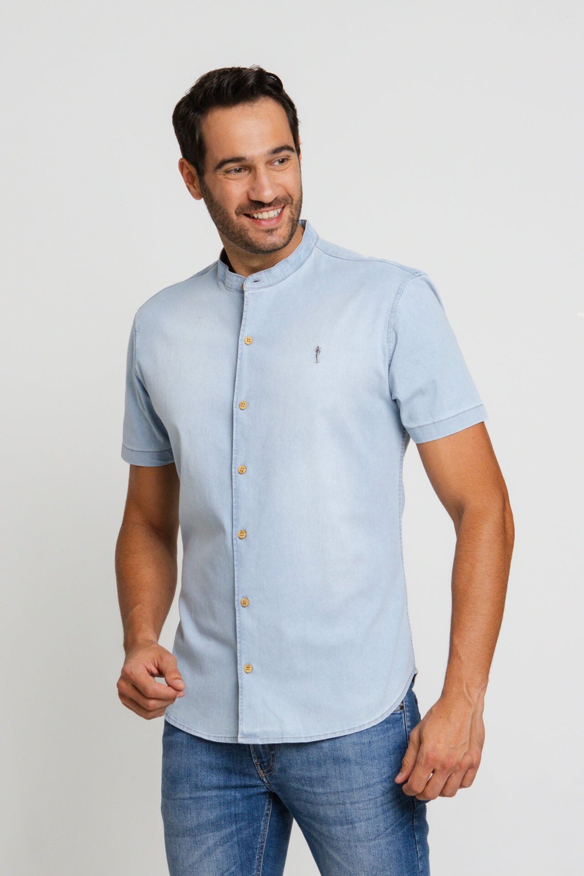 Camisa Zip Off slim Fit Gola Padre Azul Delave 35603 - Henri Store