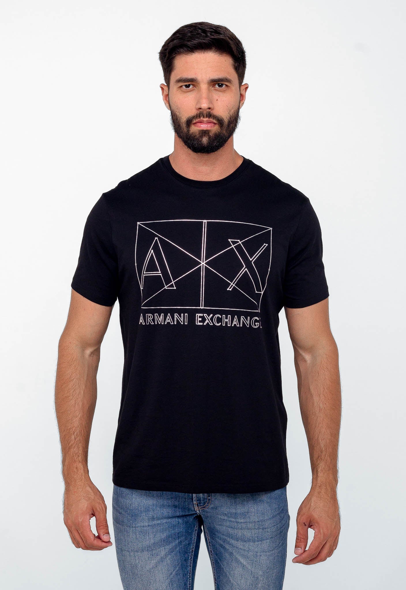 Camiseta Armani Exchange Logo Central Prateado - Henri Store