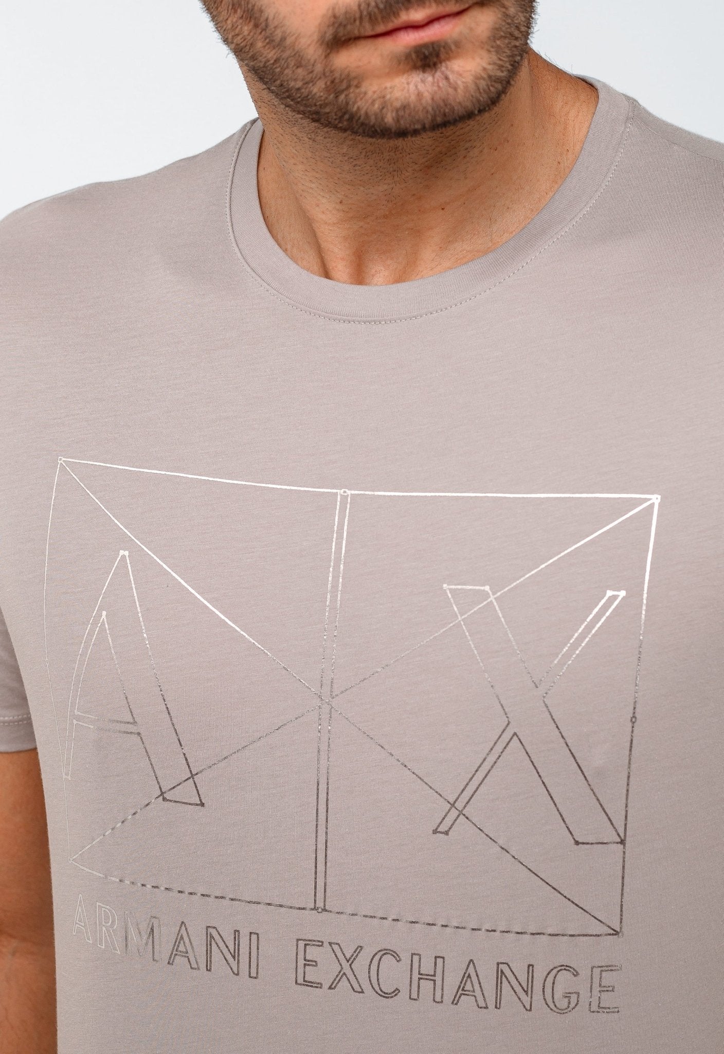 Camiseta Armani Exchange Logo Central Prateado - Henri Store