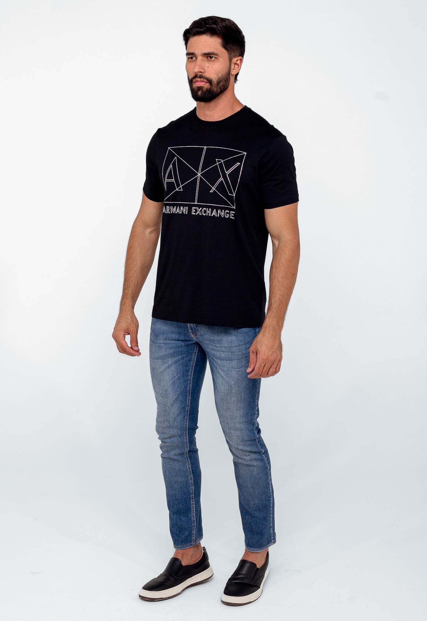 Camiseta Armani Exchange Logo Central Prateado - Henri Store