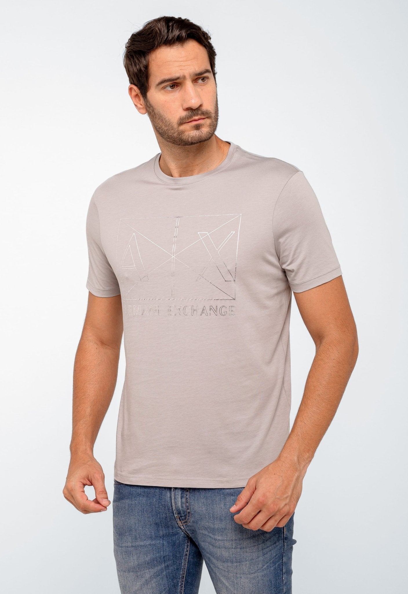 Camiseta Armani Exchange Logo Central Prateado - Henri Store