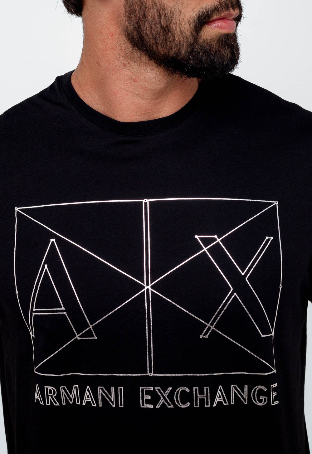 Camiseta Armani Exchange Logo Central Prateado - Henri Store