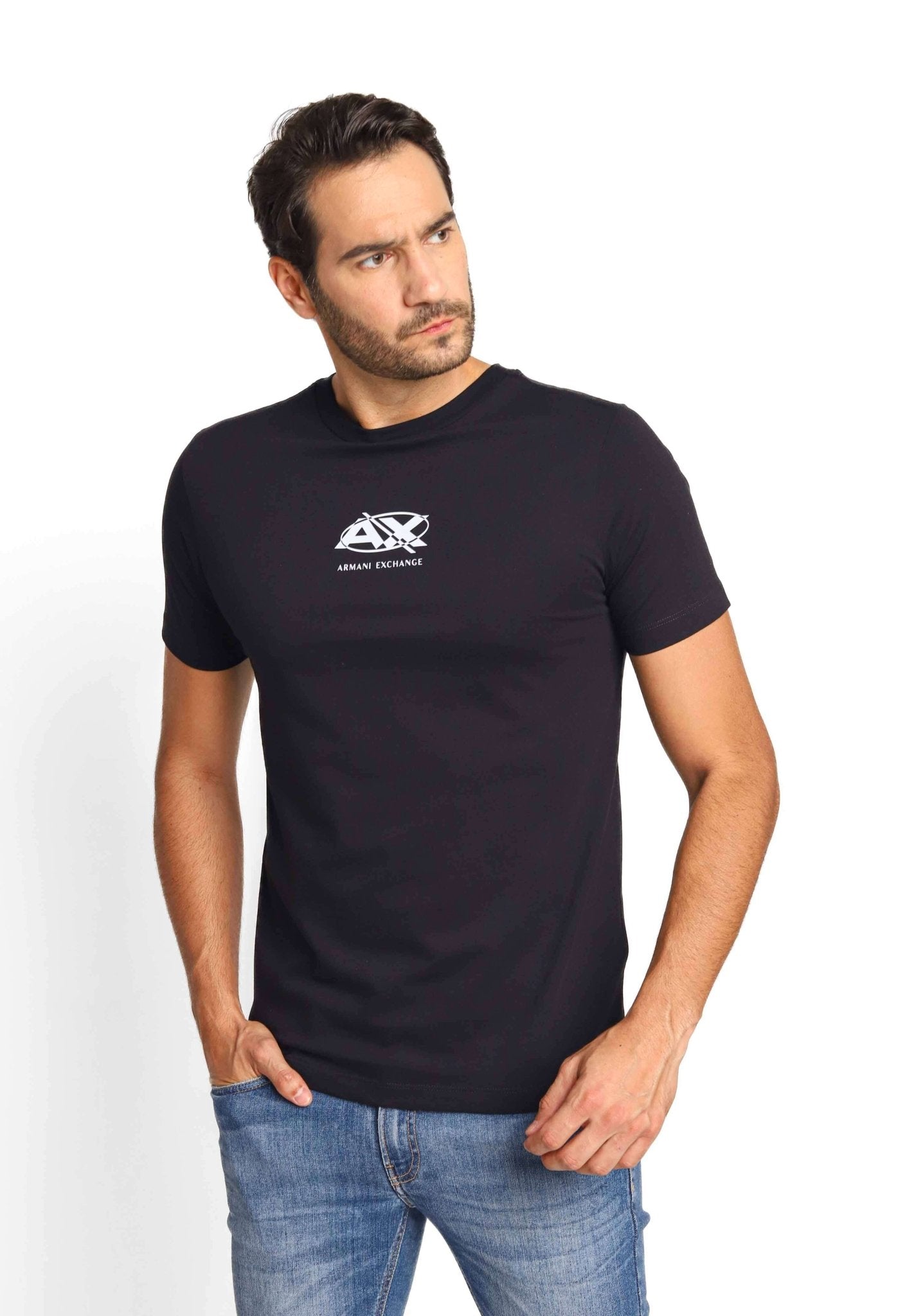 Camiseta Armani Exchange Regular Fit Logo Central - LIVE - Henri Store