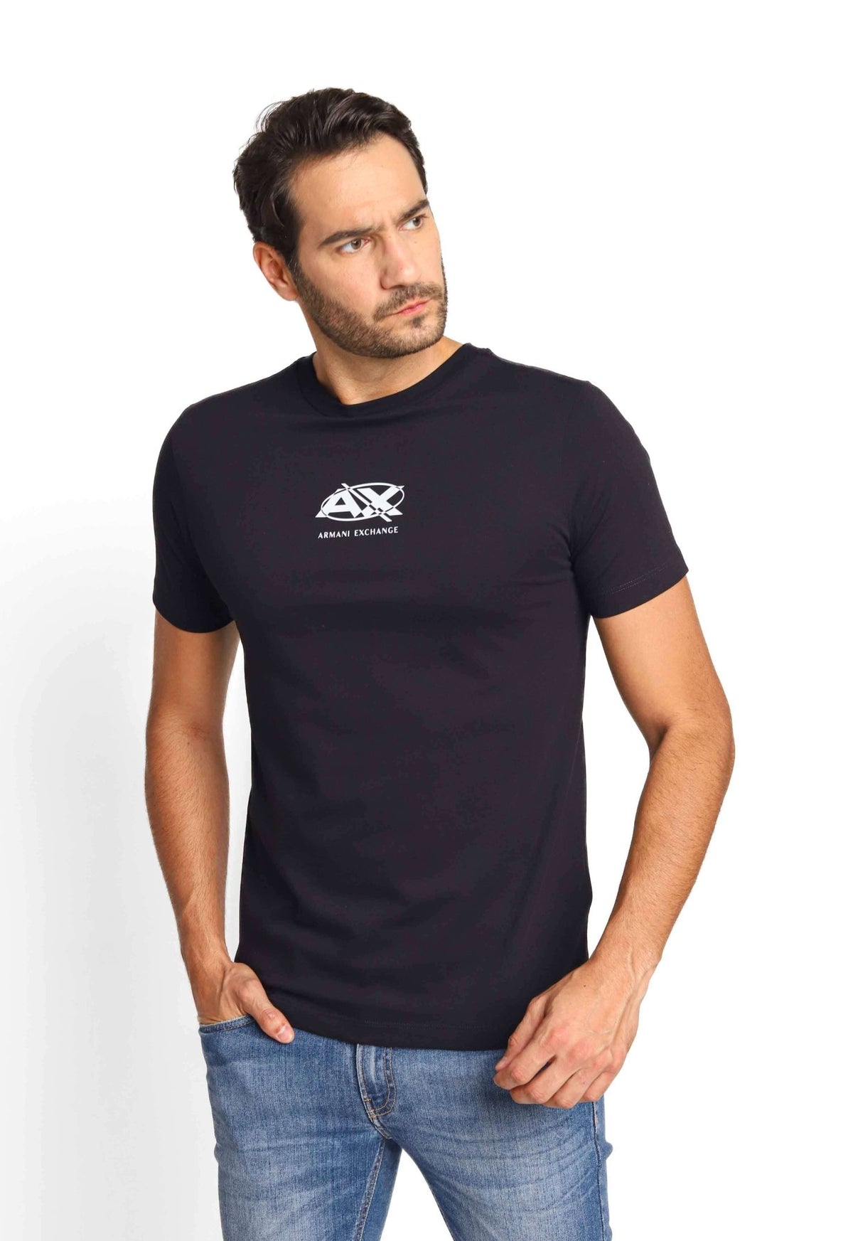 Camiseta Armani Exchange Regular Fit Logo Central - LIVE - Henri Store