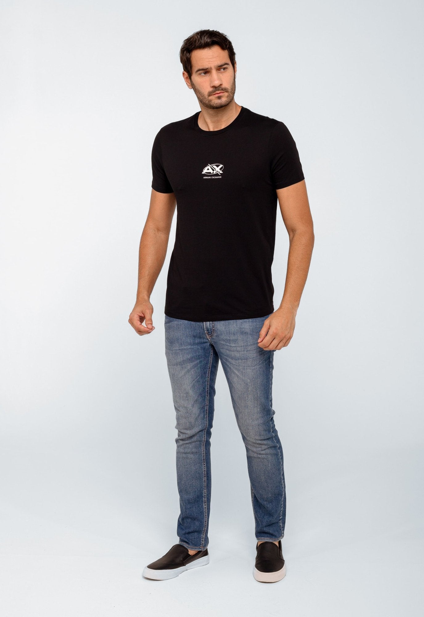 Camiseta Armani Exchange Regular Fit Logo Central - LIVE - Henri Store