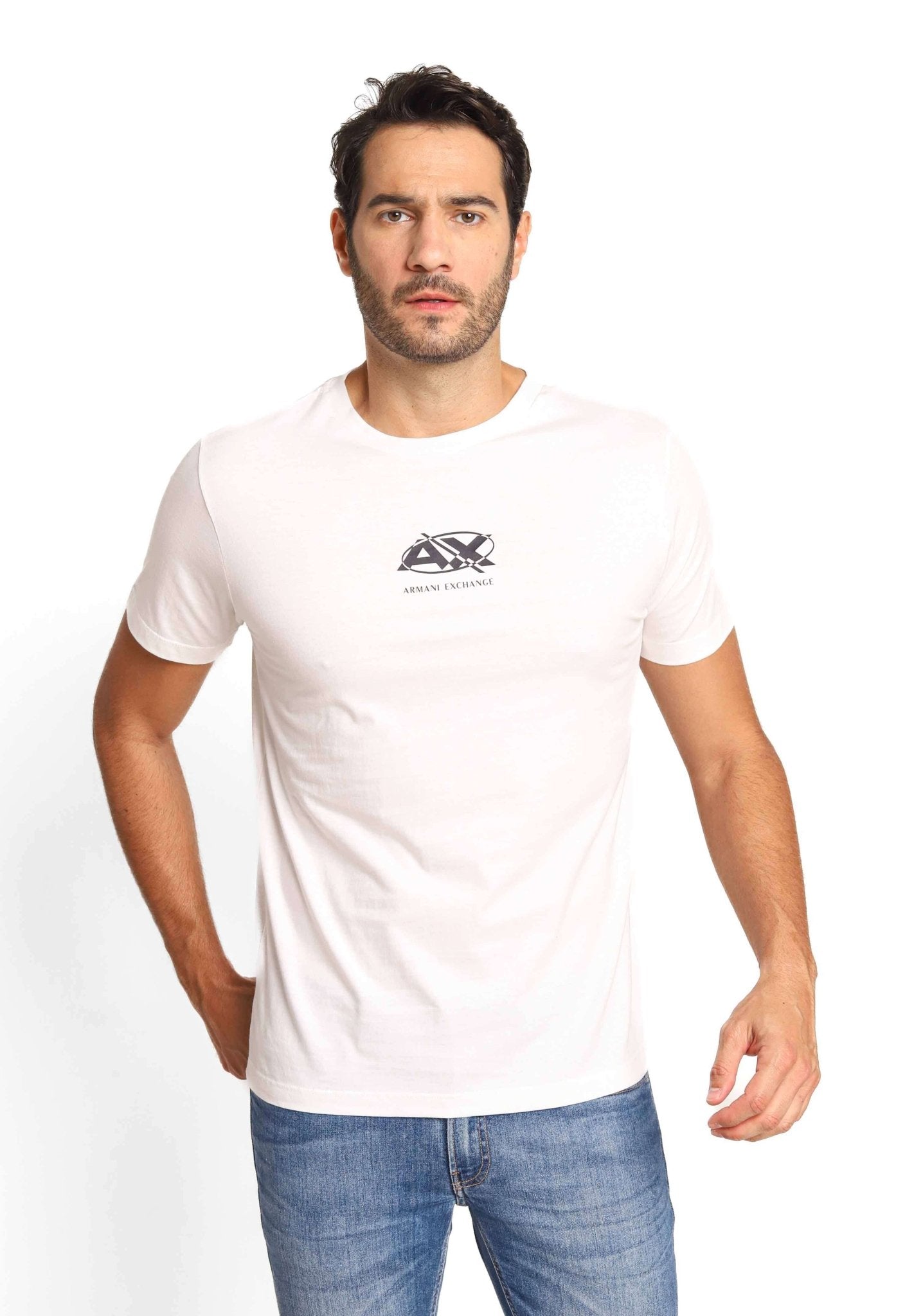 Camiseta Armani Exchange Regular Fit Logo Central - LIVE - Henri Store