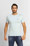 Camiseta Armani Exchange Regular Fit Logo Circular Azul Claro - Henri Store