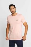 Camiseta Armani Exchange Regular Fit Logo Circular Rosa Claro - Henri Store