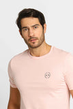 Camiseta Armani Exchange Regular Fit Logo Circular Rosa Claro - Henri Store