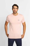 Camiseta Armani Exchange Regular Fit Logo Circular Rosa Claro - Henri Store