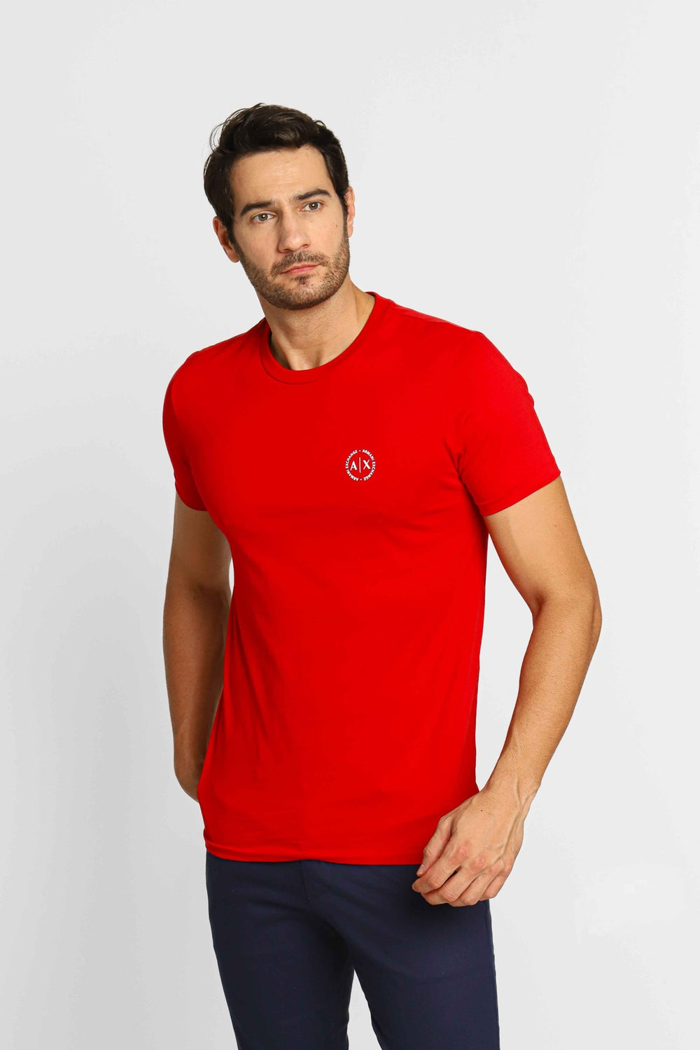 Camiseta Armani Exchange Regular Fit Logo Circular Vermelho - Henri Store