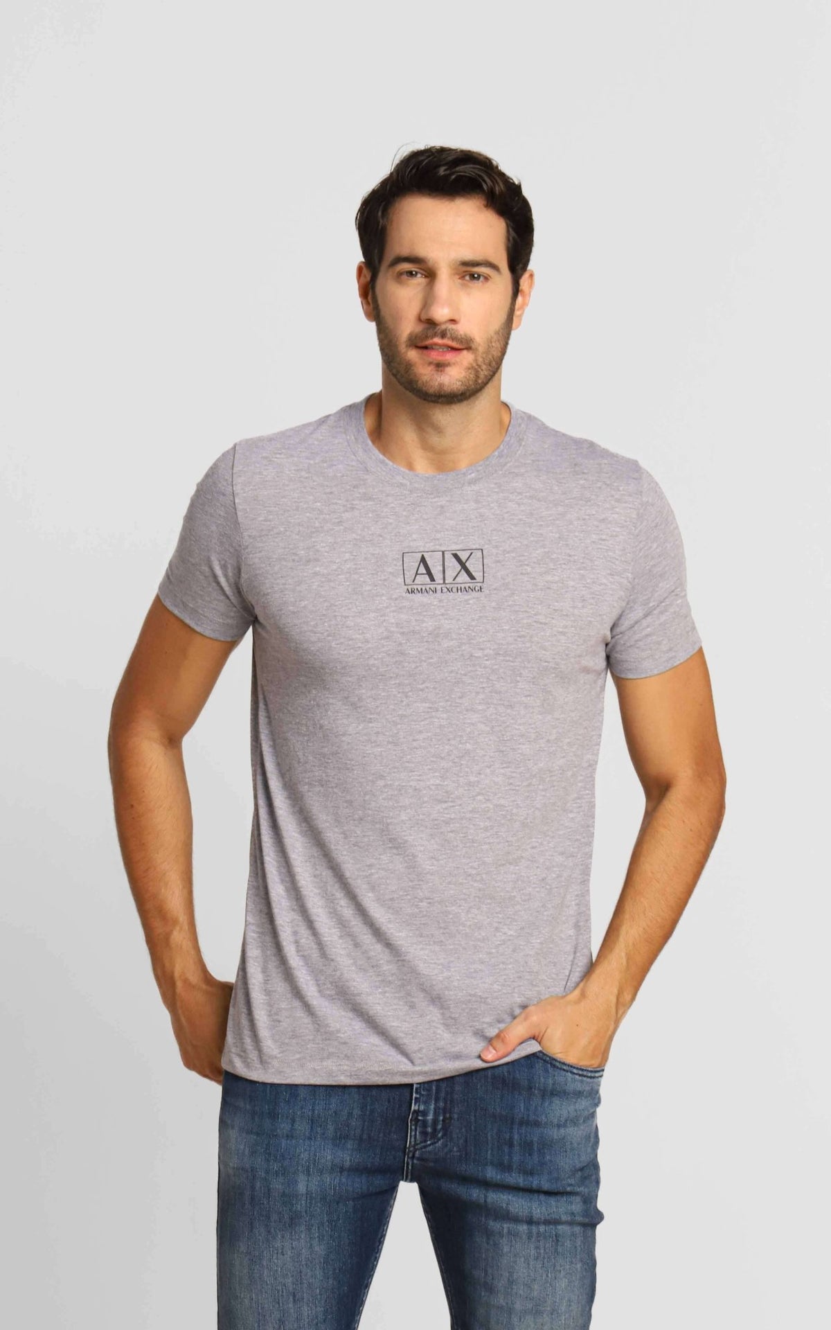 Camiseta Armani Exchange Regular Logo Central Cinza - Sale - Henri Store