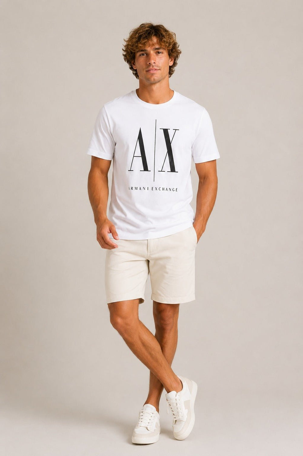 Camiseta Armani Exchange Slim Cotton Pima Logo Central - LIVE - Henri Store