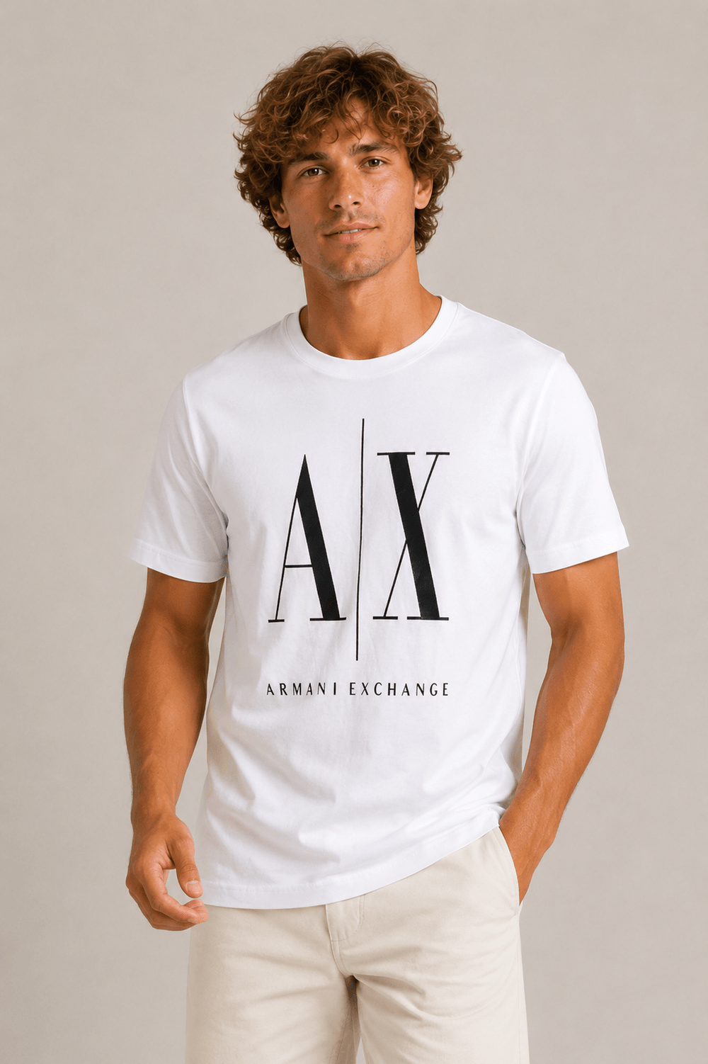 Camiseta Armani Exchange Slim Cotton Pima Logo Central - LIVE - Henri Store