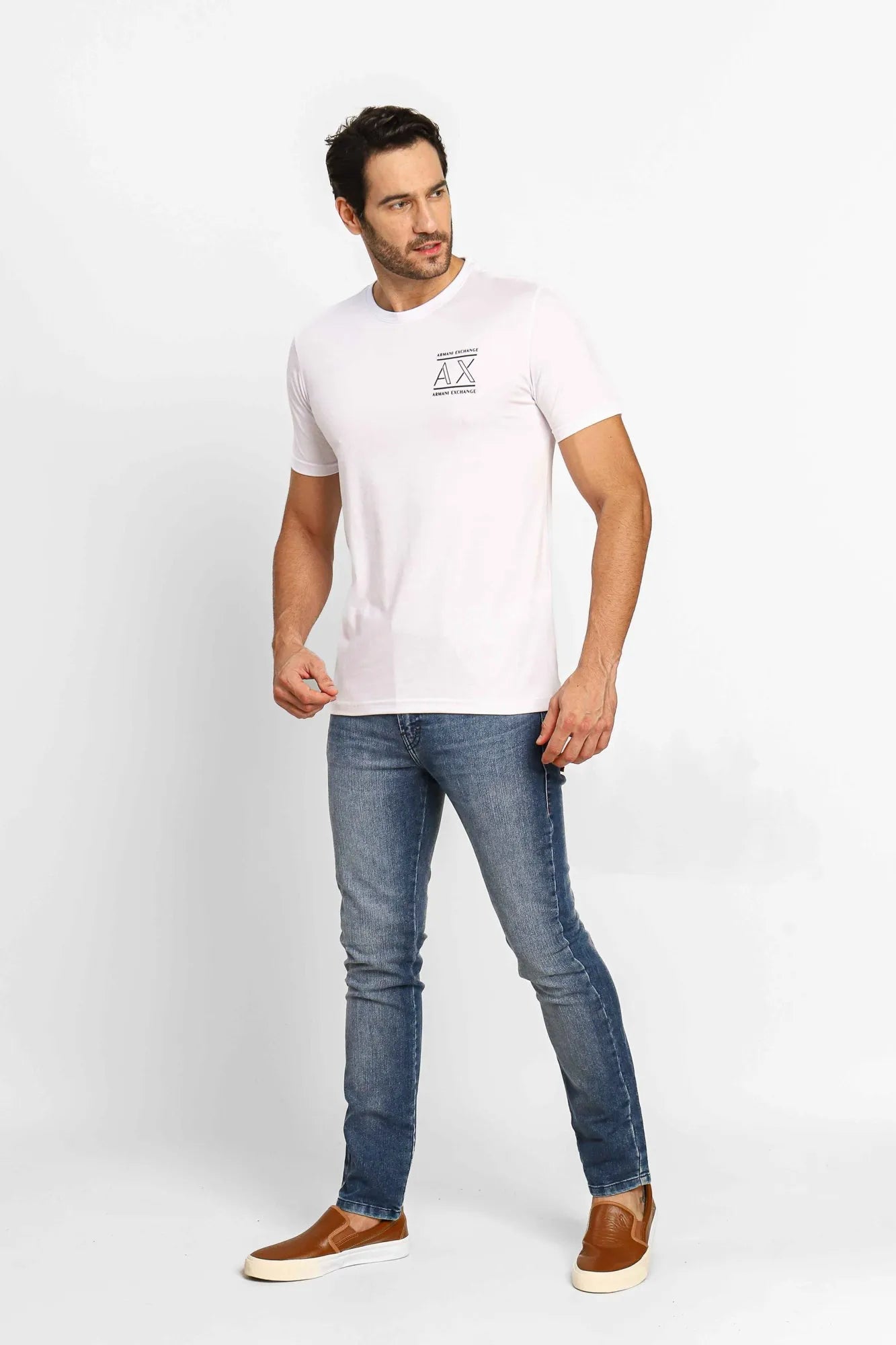 Camiseta Armani Exchange Slim Logo Peito Branca - Sale - Henri Store