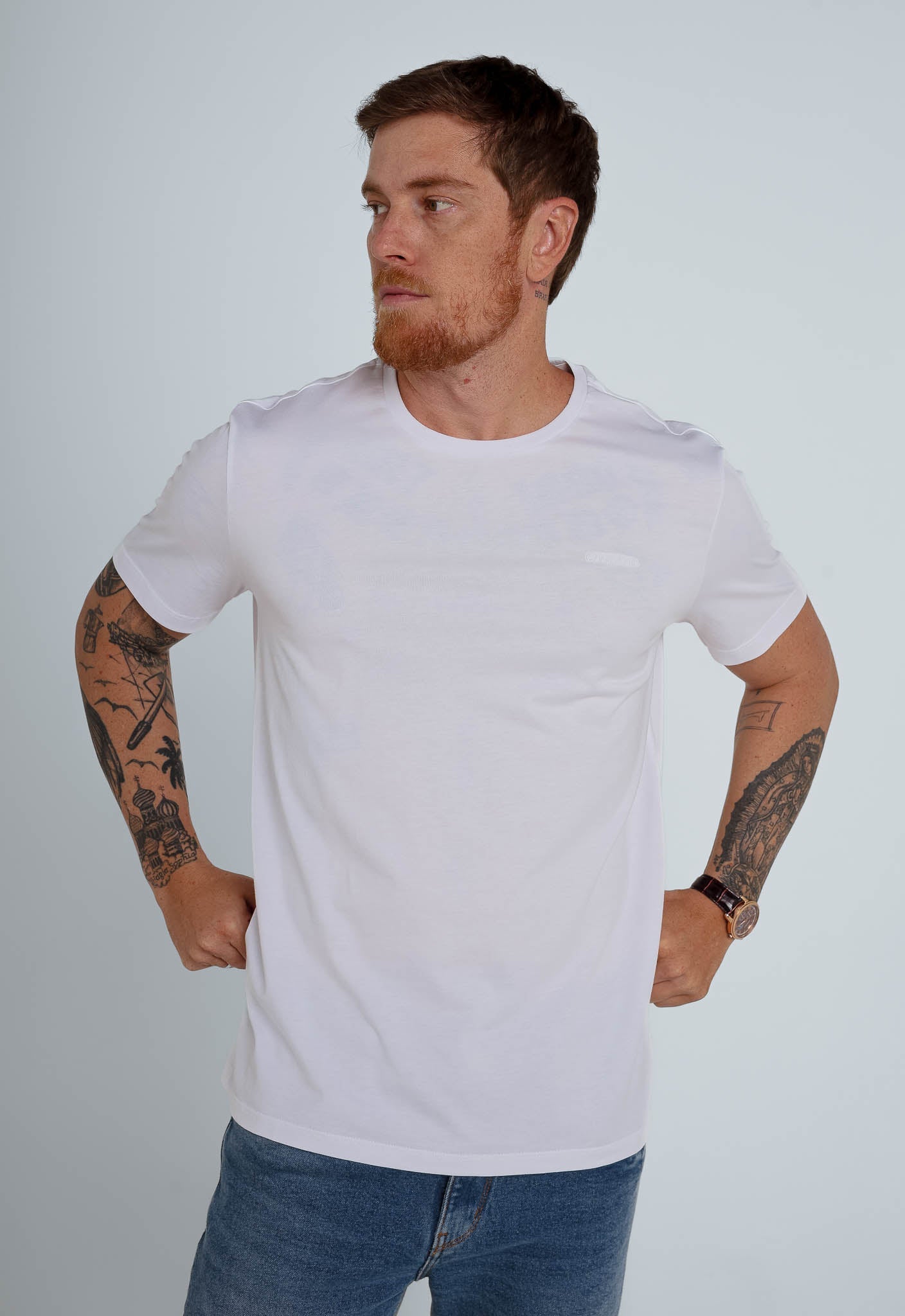 Camiseta Calvin Klein Basica Algodao Pima Branca - Henri Store