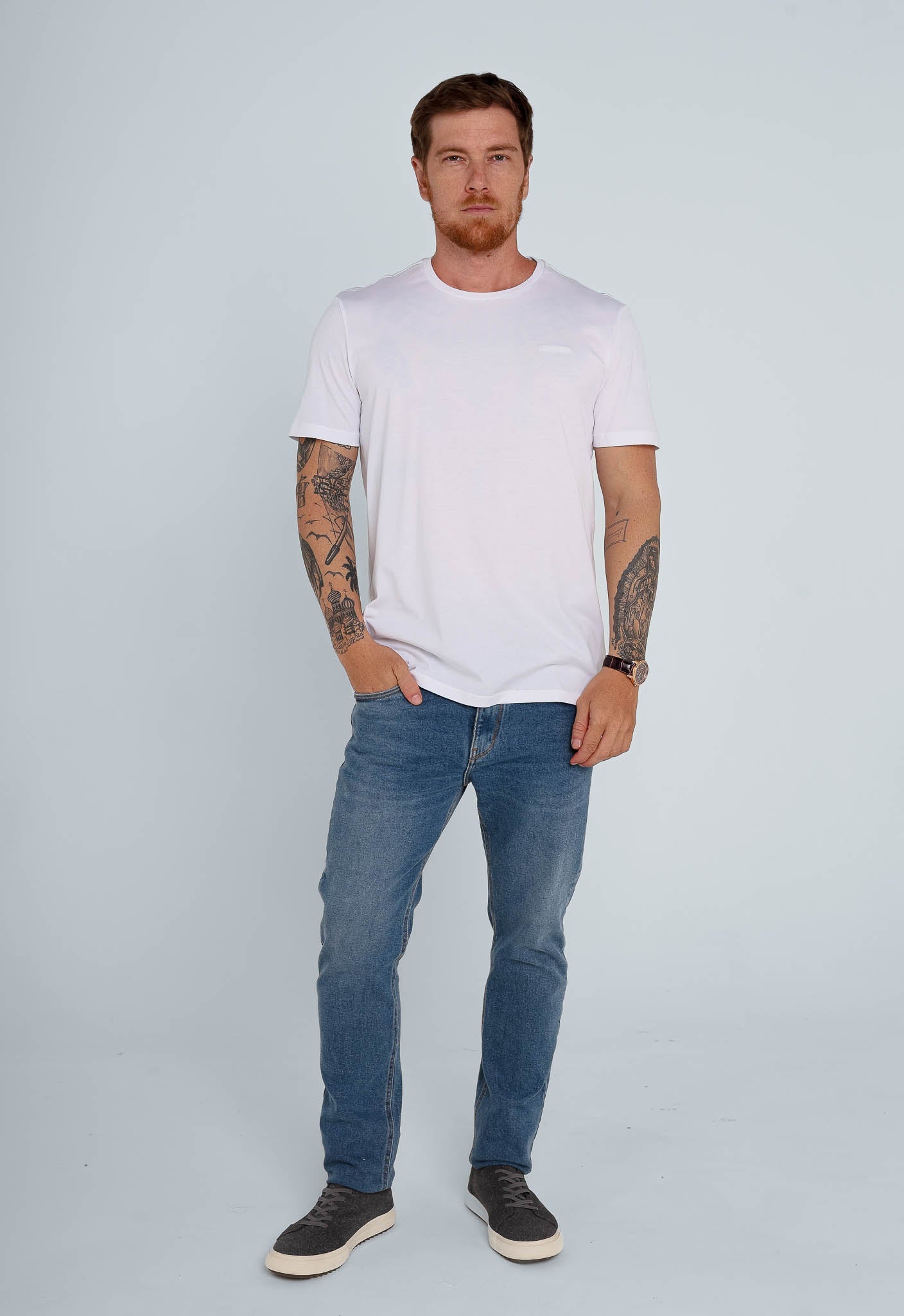 Camiseta Calvin Klein Basica Algodao Pima Branca - Henri Store