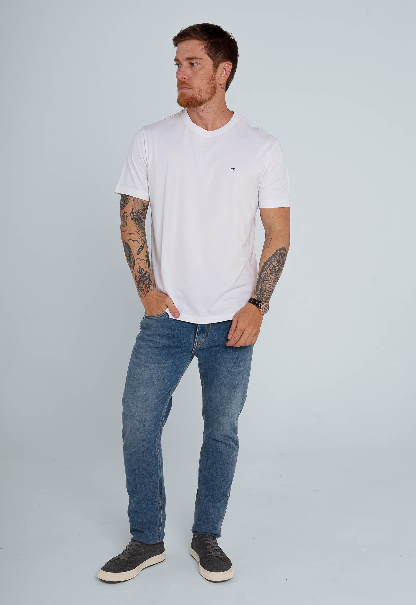Camiseta Calvin Klein Basica Branco CK - Henri Store