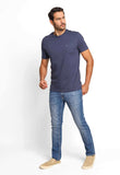 Camiseta Calvin Klein Basica Marinho C/ Ck Branco - Henri Store