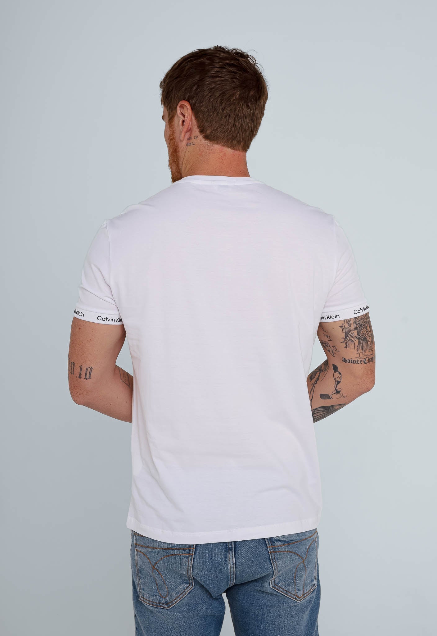 Camiseta Calvin Klein Detalhe Manga Branca - Henri Store