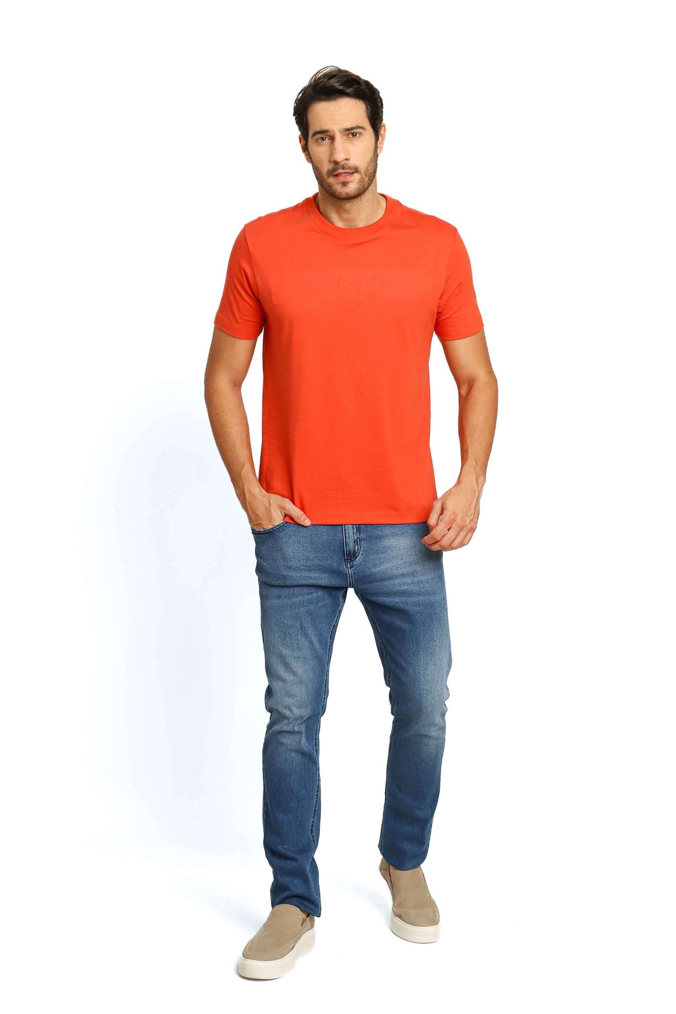 Camiseta Calvin Klein Embossing Laranja - Henri Store