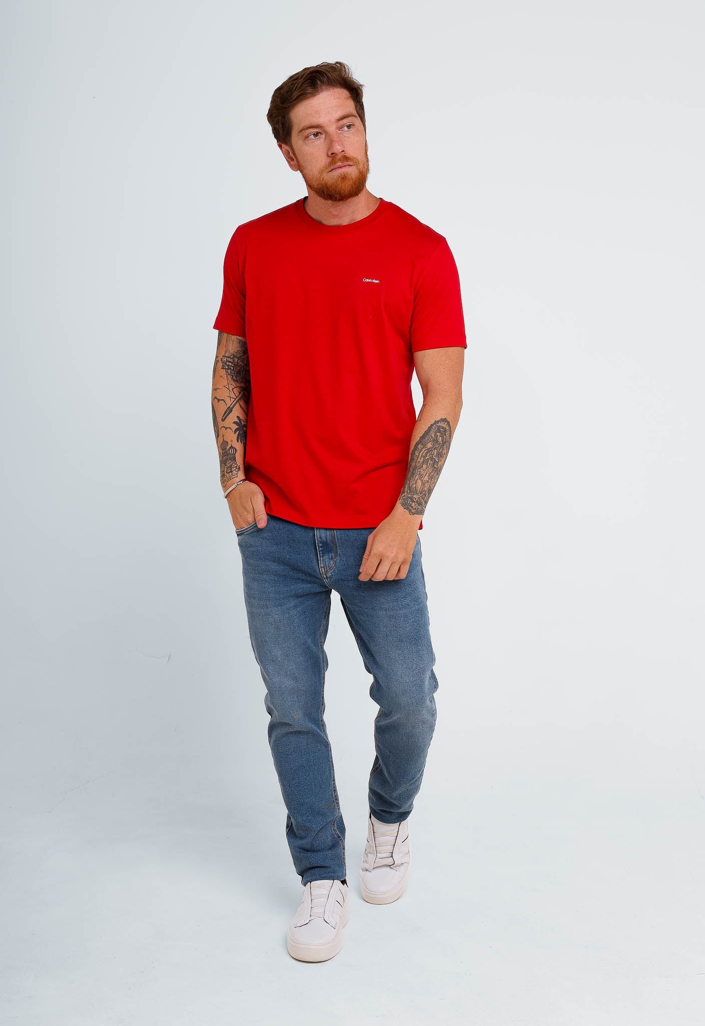 Camiseta Calvin Klein Flamê Logo Peito - Henri Store