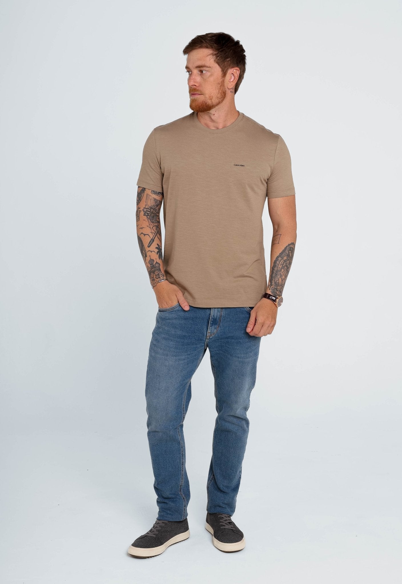 Camiseta Calvin Klein Flamê Logo Peito - Henri Store