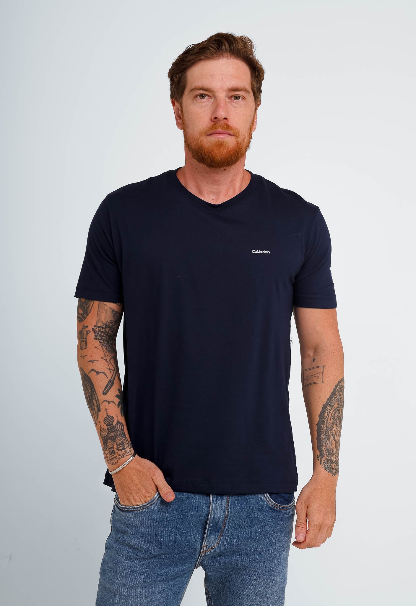 Camiseta Calvin Klein Flamê Logo Peito - Henri Store